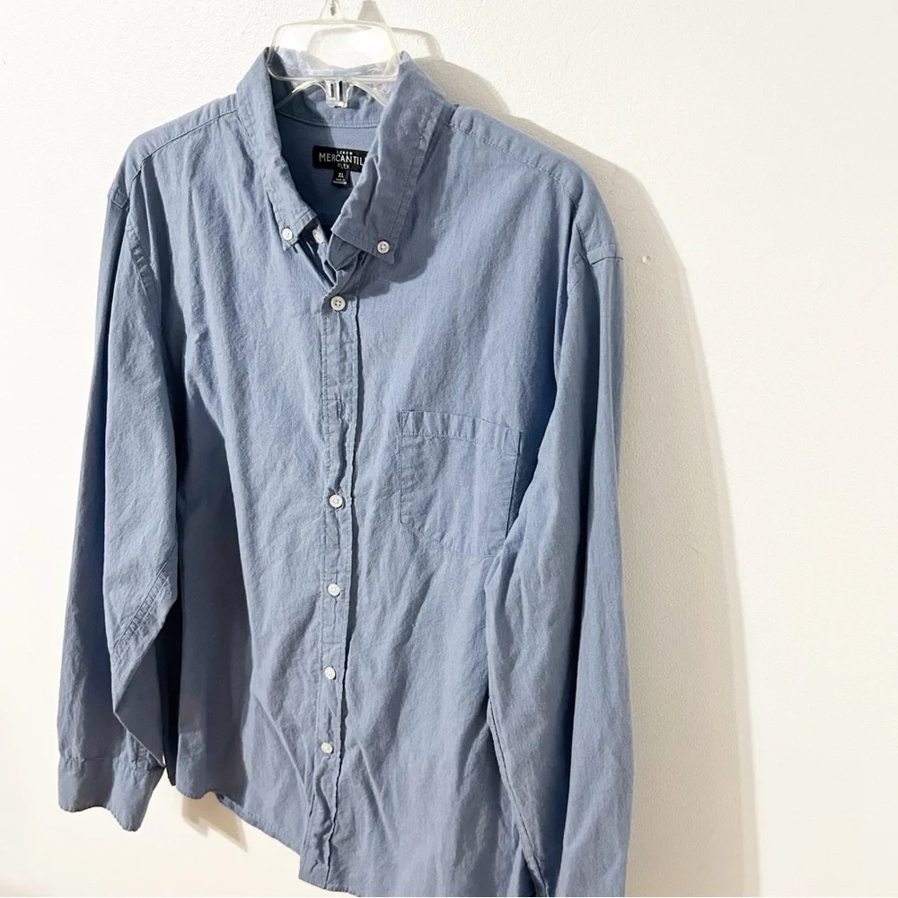 J. Crew Mercantile Casual Long Sleeve Button-Down Shirt Breast Pocket Blue Cuffs